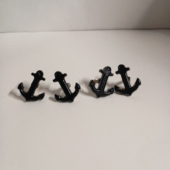 Black Metal Anchor Drawer/Cabinet Pulls 2" -Set of 4 Nautical Style Hardware - Picture 1 of 3
